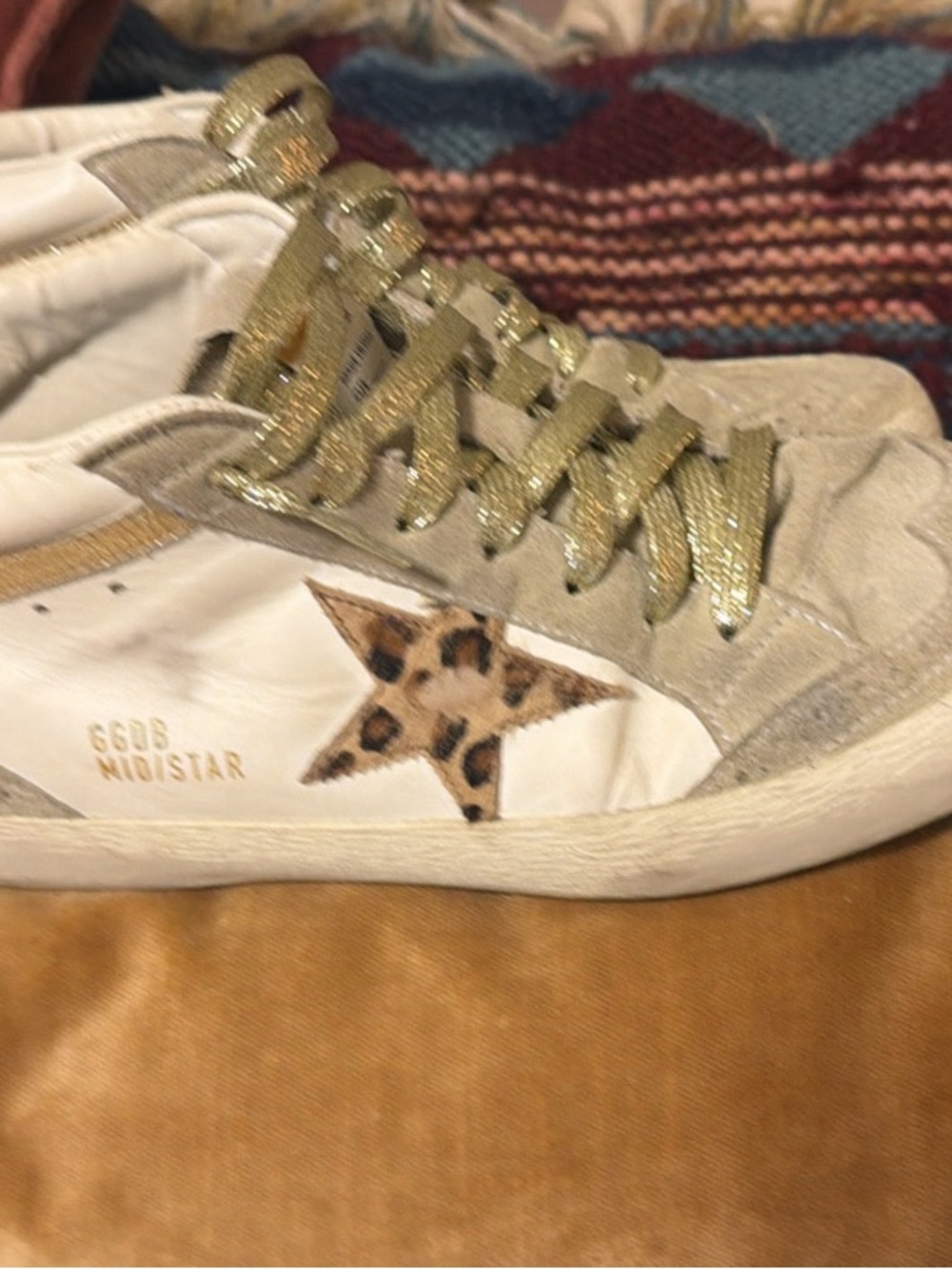 Golden Goose Midstar Sneakers - White, Gold & Leopard